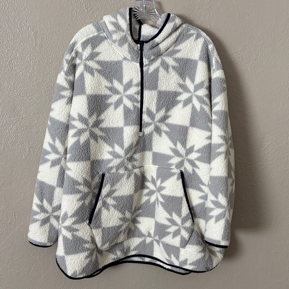 Lands End Cozy Hooded Fleece 1/2 Zip Pockets Oversized Women’s Plus 2X (20W-22W) - Picture 1 of 5